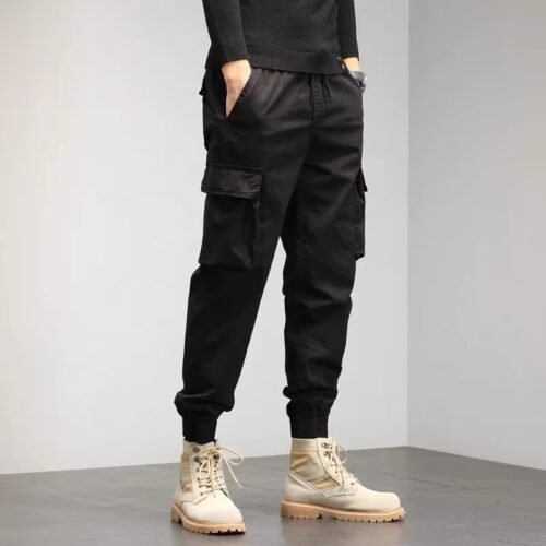 488c3092-a58a-424a-bc76-ee83b5b24e33.jpg Men's Cropped Tooling Spring And Autumn Loose-fitting Casual Ankle-banded Trousers Multi-pocket