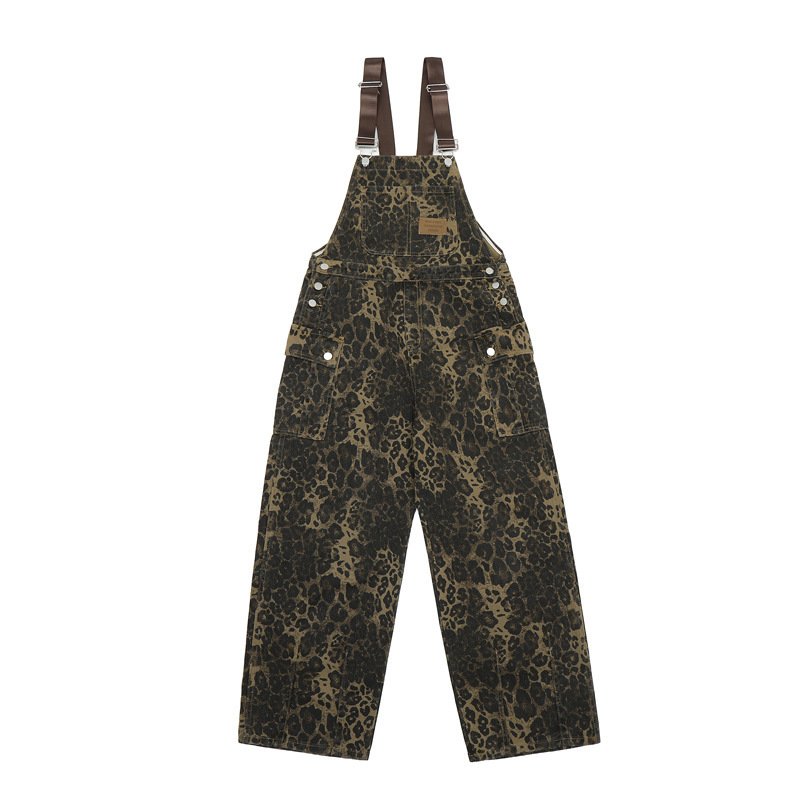 49afc07c-2cac-4133-965f-fad223b099ed.jpg American Vintage Leopard Print Denim Brace Overalls Men And Women