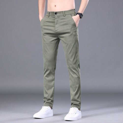 4cb3230b-38e4-42a0-b629-0cd3e98a4187.jpg Men's Tencel Straight Trousers Slim Fit Skinny Pants