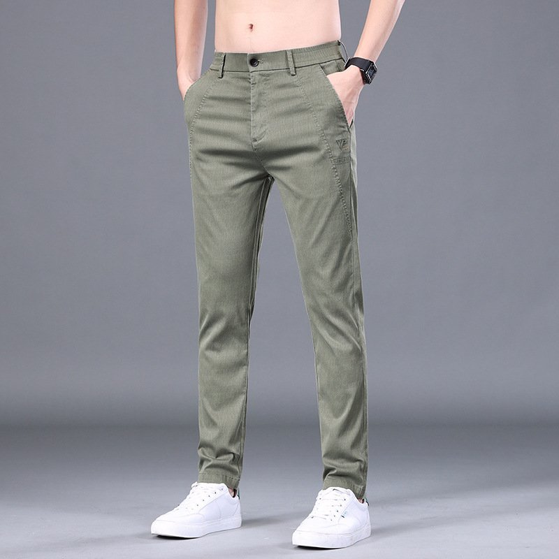 4cb3230b-38e4-42a0-b629-0cd3e98a4187.jpg Men's Tencel Straight Trousers Slim Fit Skinny Pants