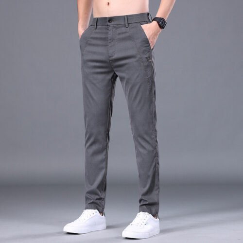 4cf76e7b-bc0c-47ce-8a34-dca9d2b1e47a.jpg Men's Tencel Straight Trousers Slim Fit Skinny Pants