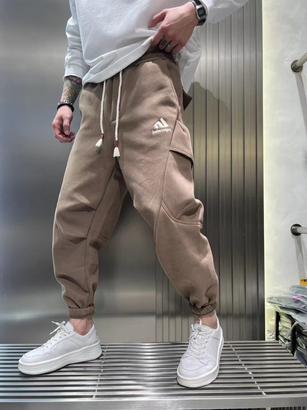 Bunched Feet And Fleece Overalls For Men