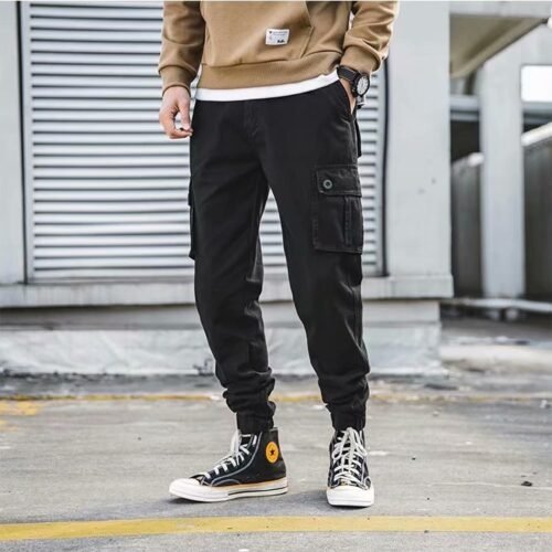 576010ac-887e-44e0-8efe-b3e18ad6393f.jpg Overalls Men's American-style Retro Casual Loose Cropped Pants Multi-pocket Ankle Banded