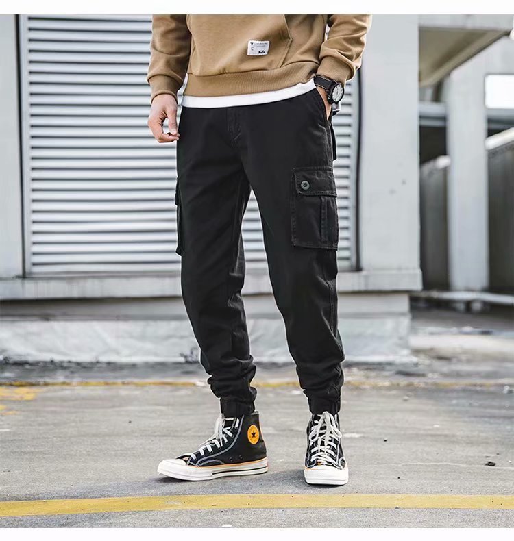 576010ac-887e-44e0-8efe-b3e18ad6393f.jpg Overalls Men's American-style Retro Casual Loose Cropped Pants Multi-pocket Ankle Banded