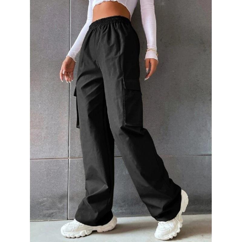 58c8cf7e-5109-4aaf-b79b-595a695fbae0.jpg Women's Fashion Solid Color High Waist Flip Workwear With Pocket Pants
