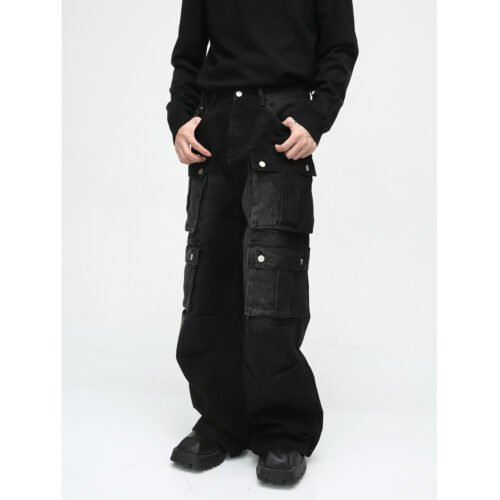 5b6fbcb7-04a7-44cc-9388-aeb1eb88e7ac.jpg New Niche Retro Multi-pocket Design Tooling Wide Leg Jeans