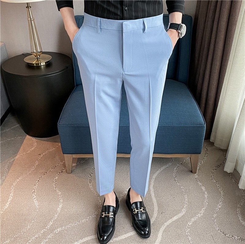60d9294e-7fb8-421a-91a4-05f79fbf77ef.jpg Men's Springsummer Draping Solid Color Casual Suit Pants Stretch Comfortable Suit Pants Trousers