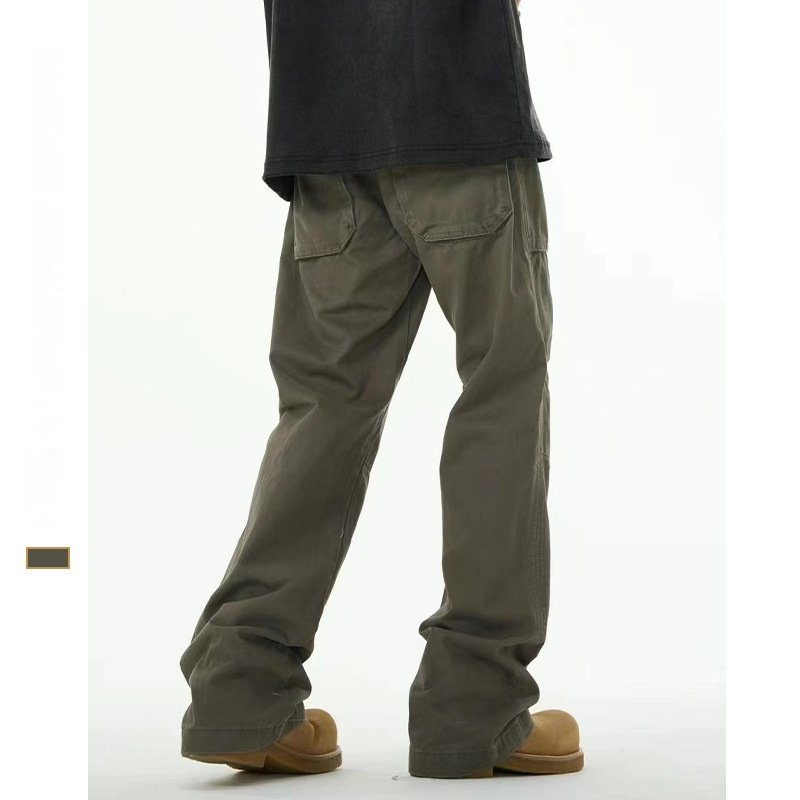 Men's Basic All-matching Trendy Gray-green Overalls Casual Loose Trousers