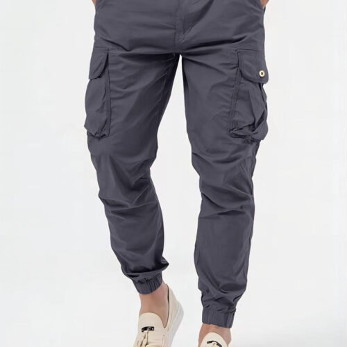 Men's Cargo Trousers With Three-dimensional Pockets Solid Color Casual Pants