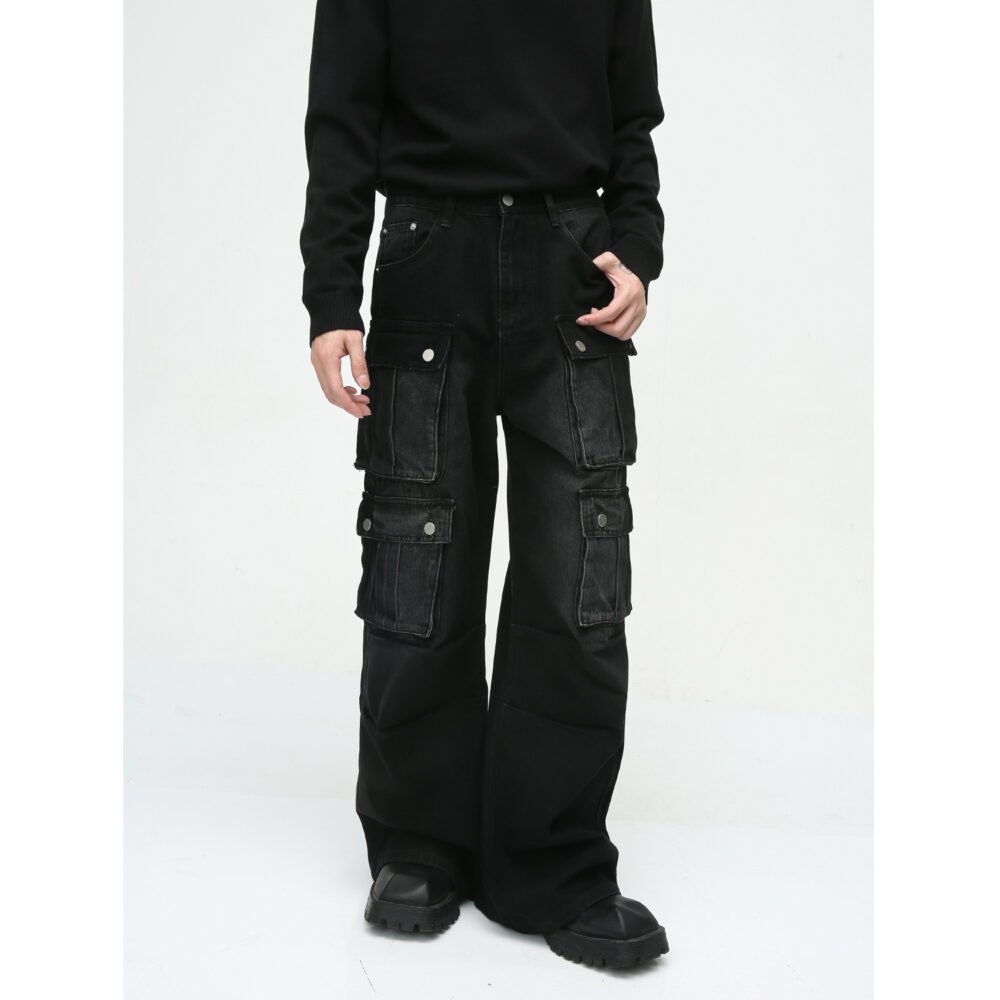 67e4266d-478c-43e1-845d-f42de284d5e5.jpg New Niche Retro Multi-pocket Design Tooling Wide Leg Jeans