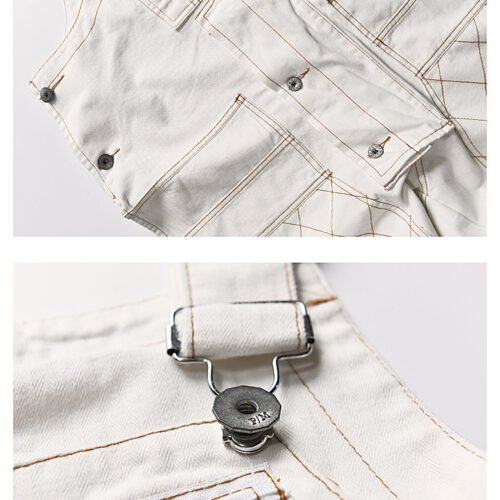 Japanese Style Workwear Suspenders Multi-pocket One-piece