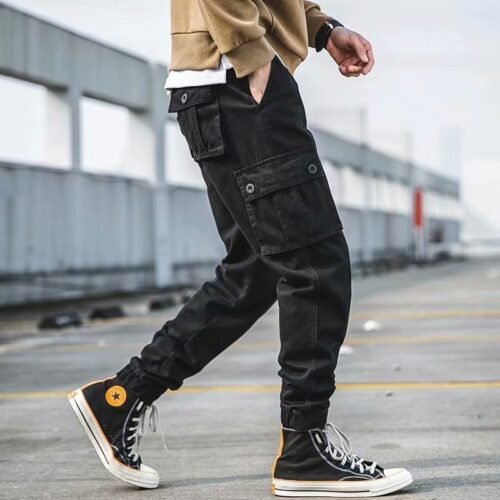 6e113a7e-4ca3-4640-a931-520cf777631f.jpg Overalls Men's American-style Retro Casual Loose Cropped Pants Multi-pocket Ankle Banded