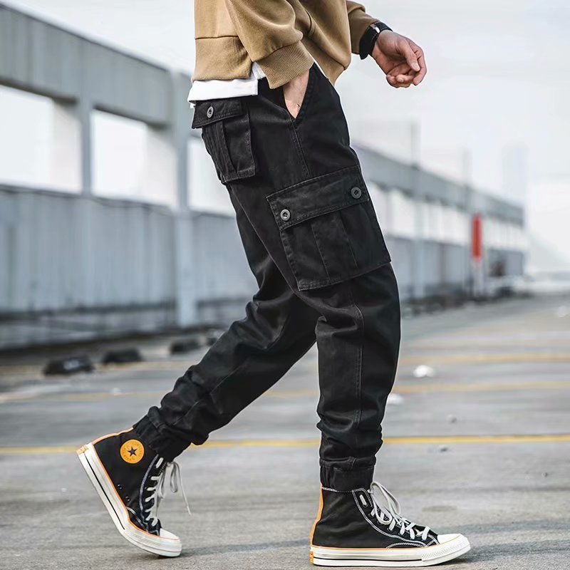 6e113a7e-4ca3-4640-a931-520cf777631f.jpg Overalls Men's American-style Retro Casual Loose Cropped Pants Multi-pocket Ankle Banded