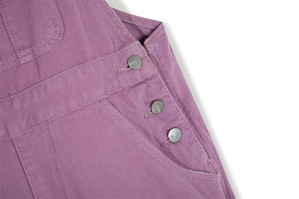 Simple Solid Color Wide Leg Straight Cargo Overalls
