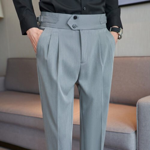7a73f5db-8ab0-4686-b4a5-6b5feb114197.jpg Men's Mid High Waisted Drape Style Long Casual Pants
