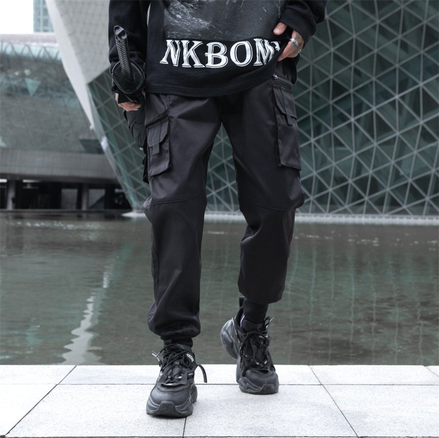 7d024138-ec78-4305-a316-fad872bc908e.jpg Autumn Dark Overalls Men's Loose Multi-pocket Ankle-tied Trousers