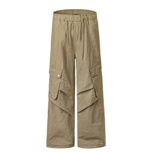 7d5a7ff4-62ac-4382-add5-609638b0ca23.jpg American-style Drawstring Wrinkle Overalls Men's High Street Fashion Brand Casual Paratrooper Pants Pleated Loose Straight Trousers