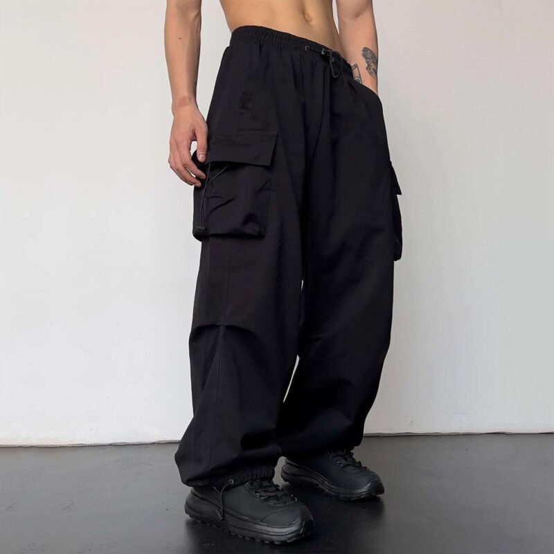 807169e9-a1be-4cb5-b91d-cc03cdbac7ef.jpg Nylon Quick-drying Overalls Men's Pants High Waist Wide Leg Leisure Drawstring