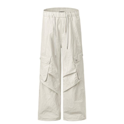 8d962e7f-2f9a-4656-8224-e84be293bfd6.jpg American-style Drawstring Wrinkle Overalls Men's High Street Fashion Brand Casual Paratrooper Pants Pleated Loose Straight Trousers