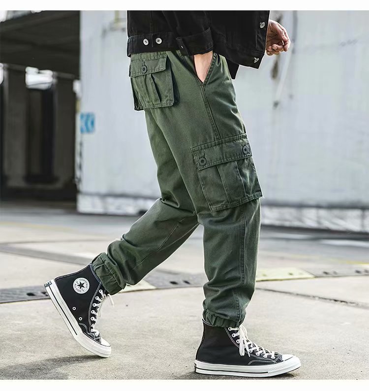 95d64886-5c47-4915-8e4d-fab5c6247df4.jpg Overalls Men's American-style Retro Casual Loose Cropped Pants Multi-pocket Ankle Banded