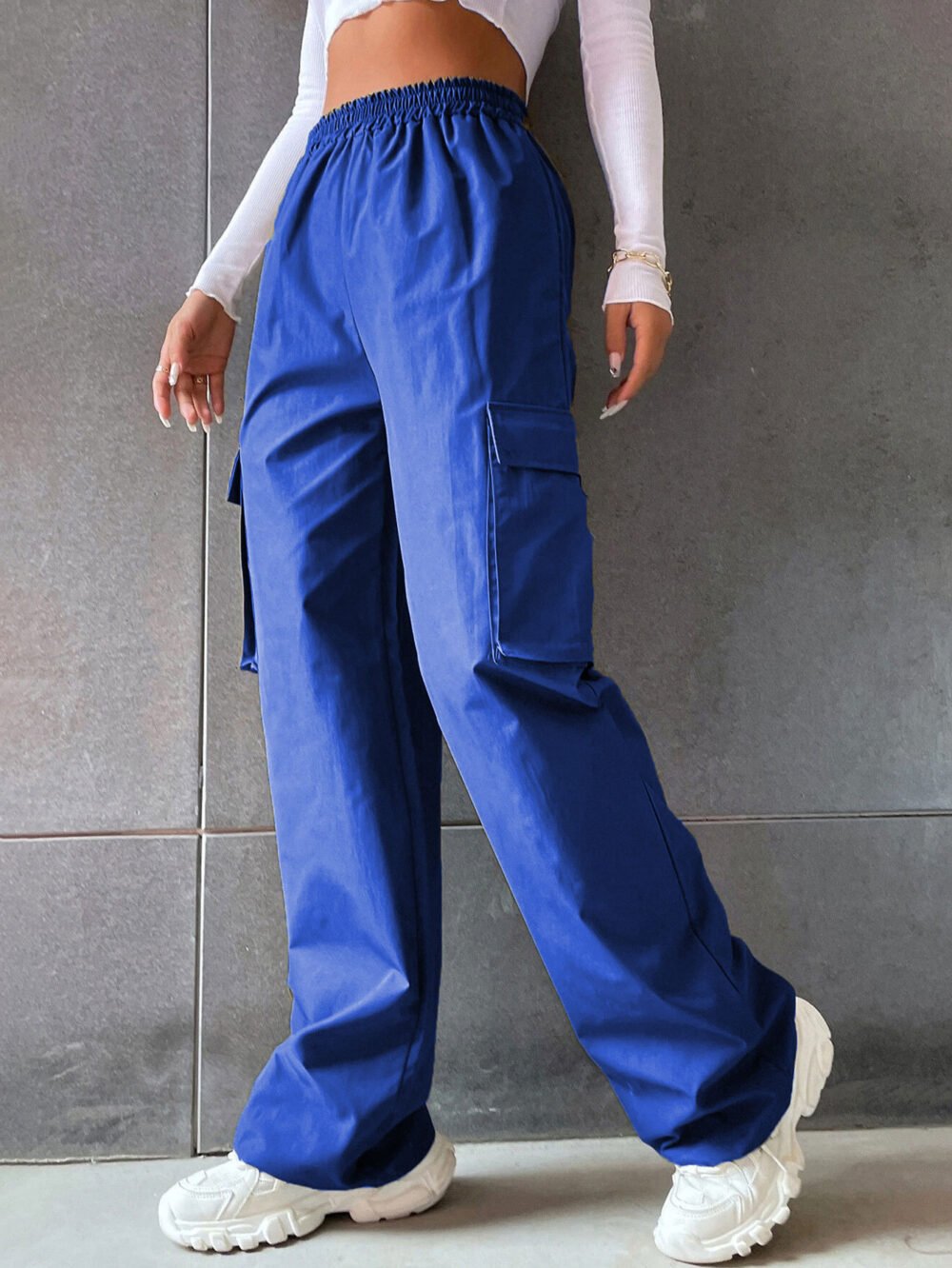 963d1282-b64b-4677-927f-d881487a7d6a.jpg Women's Fashion Solid Color High Waist Flip Workwear With Pocket Pants