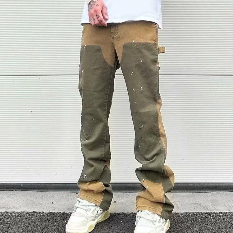 966adf09-c627-4bff-b135-0106d6cfae9b_fine.jpeg Leisure Washed-out Micro-elastic Tooling Denim Logging Pants