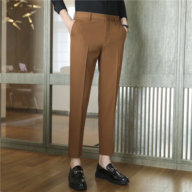 9762571f-bdd0-4c18-914d-11cecd5ea006.jpg Men's Springsummer Draping Solid Color Casual Suit Pants Stretch Comfortable Suit Pants Trousers
