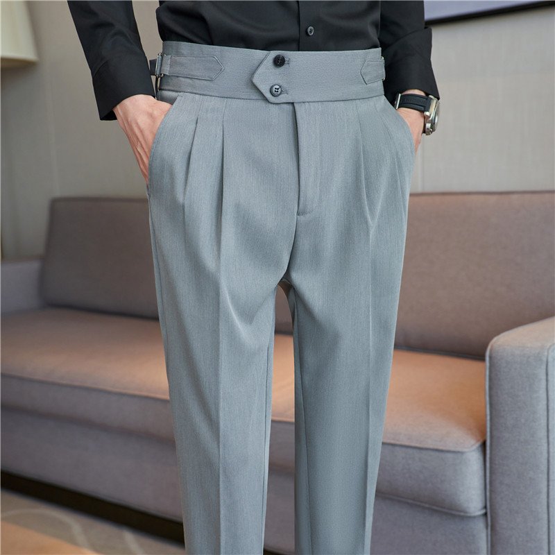 9ee0bf55-2777-439e-bdec-f0e1dc7bf202.jpg Men's Mid High Waisted Drape Style Long Casual Pants