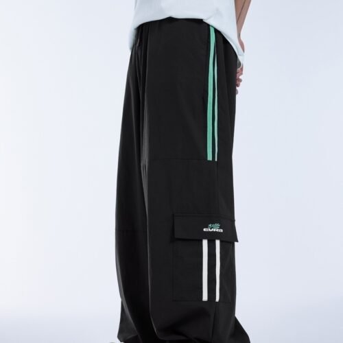 Men's Clothing Cut Side Stripe Wide-leg Pants Trendy Brand New Retro Color Contrast Patchwork Casual Wide-leg Pants