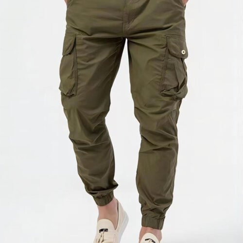 Men's Cargo Trousers With Three-dimensional Pockets Solid Color Casual Pants