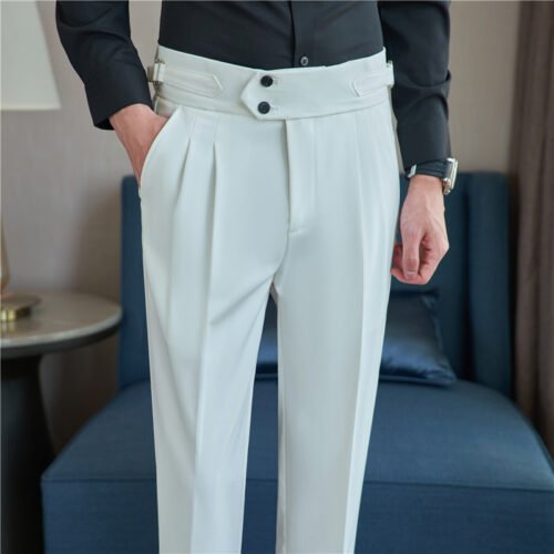 a9bad69e-506a-496e-8694-ede40f3a8a97.jpg Men's Mid High Waisted Drape Style Long Casual Pants