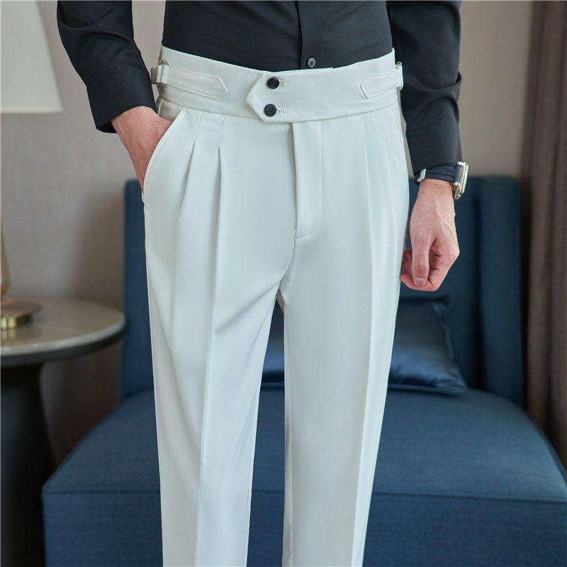 a9bad69e-506a-496e-8694-ede40f3a8a97.jpg Men's Mid High Waisted Drape Style Long Casual Pants