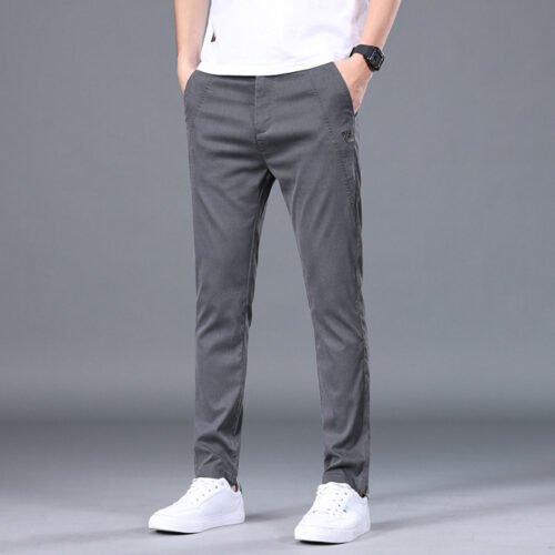 c7711070-66a0-48ef-804a-3bd6b769aeec.jpg Men's Tencel Straight Trousers Slim Fit Skinny Pants