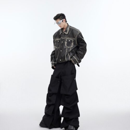 ca085eb8-b680-4cb3-990b-512fdcb4f035.jpg Rivet Design Casual Pants High Waist Crimp Stitching Loose Cargo Trousers