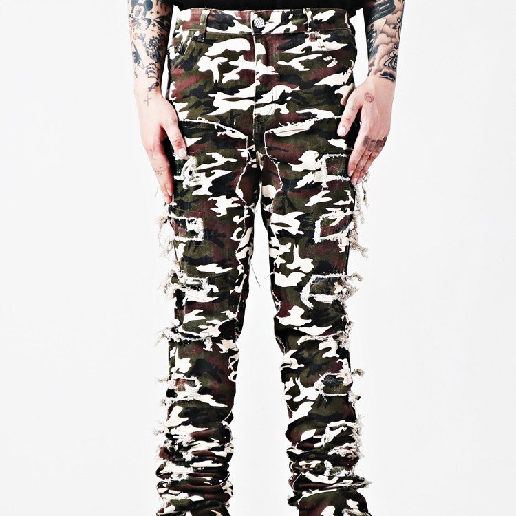 cb7de3af-b827-404a-ace4-09f64a07e216.jpg Washed And Worn-out Heavy-duty Flared Jeans