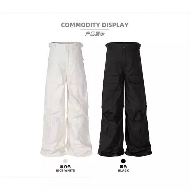 High Street Loose Wide Leg Slightly Flared Multi-pocket Detachable Overalls