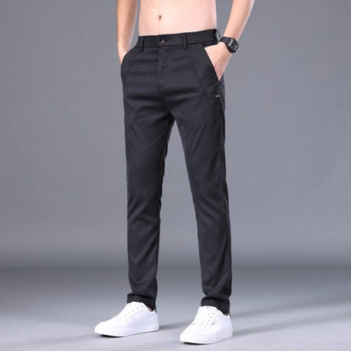 cc32aaf0-bcc9-48f0-8103-d72c50b4a008.jpg Men's Tencel Straight Trousers Slim Fit Skinny Pants