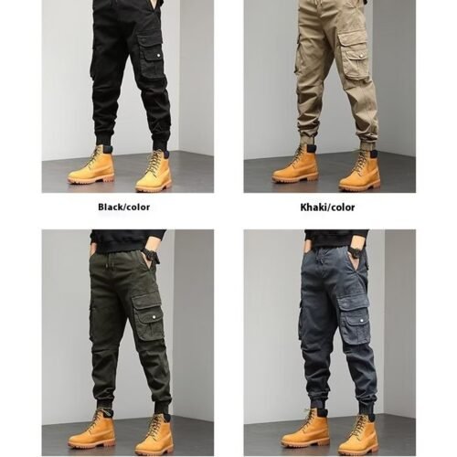 cdb50e9a-d124-4d13-b46f-d5f4200e57ea.jpg Men's Cropped Tooling Spring And Autumn Loose-fitting Casual Ankle-banded Trousers Multi-pocket
