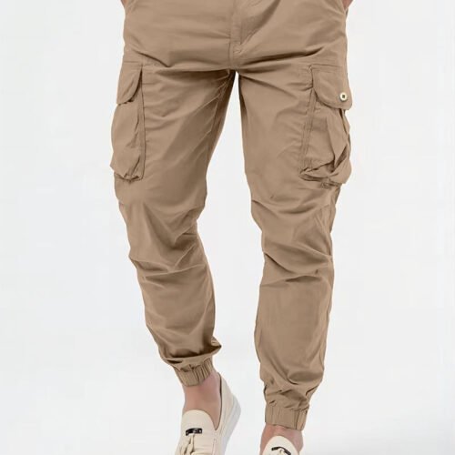 Men's Cargo Trousers With Three-dimensional Pockets Solid Color Casual Pants