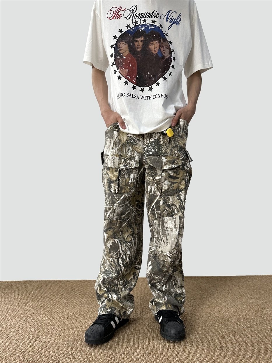 e2c9d7a9-d55d-41bf-8496-ac98649c26cf.jpg Loose Straight Tree Worn Looking Washed-out Camouflage Printed Overalls