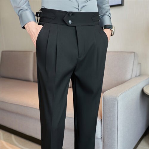 e55b9529-016a-495b-a34b-2ca0c3da12f9.jpg Men's Mid High Waisted Drape Style Long Casual Pants