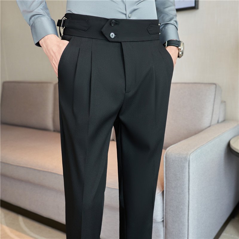 e55b9529-016a-495b-a34b-2ca0c3da12f9.jpg Men's Mid High Waisted Drape Style Long Casual Pants
