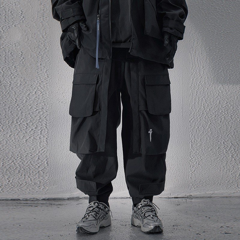 ec884252-9d9c-4706-b014-8b6878110306.jpg Men's Loose Casual Black Multi-pocket Trousers