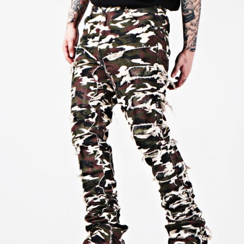 Washed And Worn-out Heavy-duty Flared Jeans