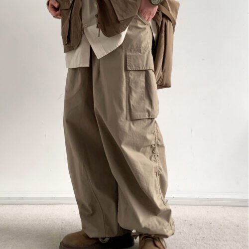 Japanese-style Retro Loose Wide-leg Workwear Trousers Thin