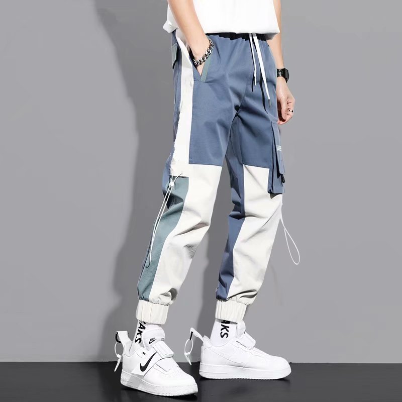 f7c15dd1-55e6-40ea-9ad9-5764bd2e1f06.jpg Men's Versatile Ankle-tied Stitching Drawstring Thin Casual Pants