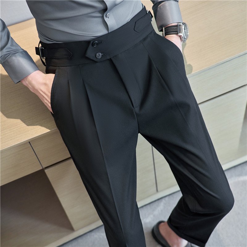f9e26e6c-f3b0-4f04-9eba-3bcb357a772f.jpg Men's Mid High Waisted Drape Style Long Casual Pants